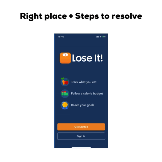 Lose It!, Foodvisor and Balance screens: right place, next steps, past experience, why it will work now, money back, choose your price