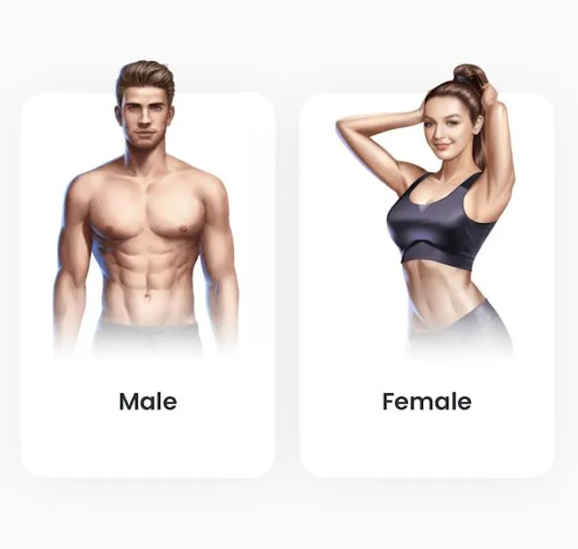 Male and Female answer cards with illustrated figures that make the choice readable at a glance, even with small labels
