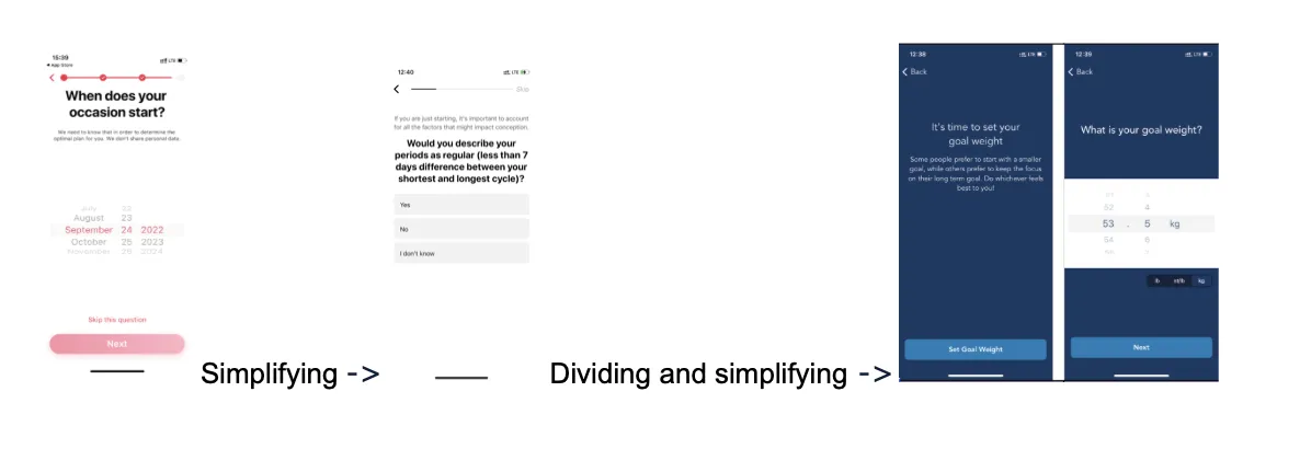 Fixes for extra text between question and answers: move a short note above the question, or split the explanation onto its own screen